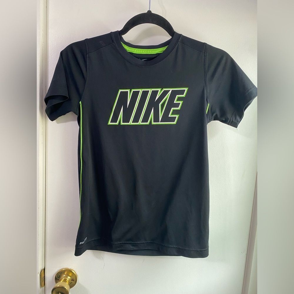 Nike M Dri Fir Black Tee with neon green accents